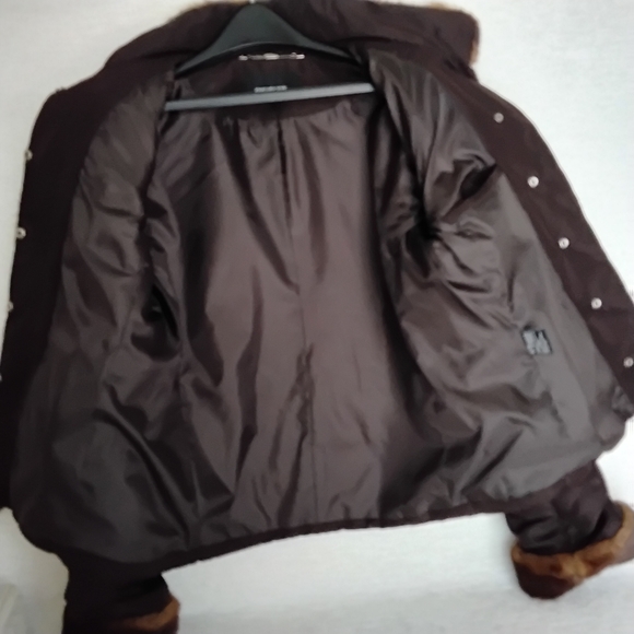 Jones New York Dark Brown Teddy Coat with Faux Fur Trim - Picture 4 of 16